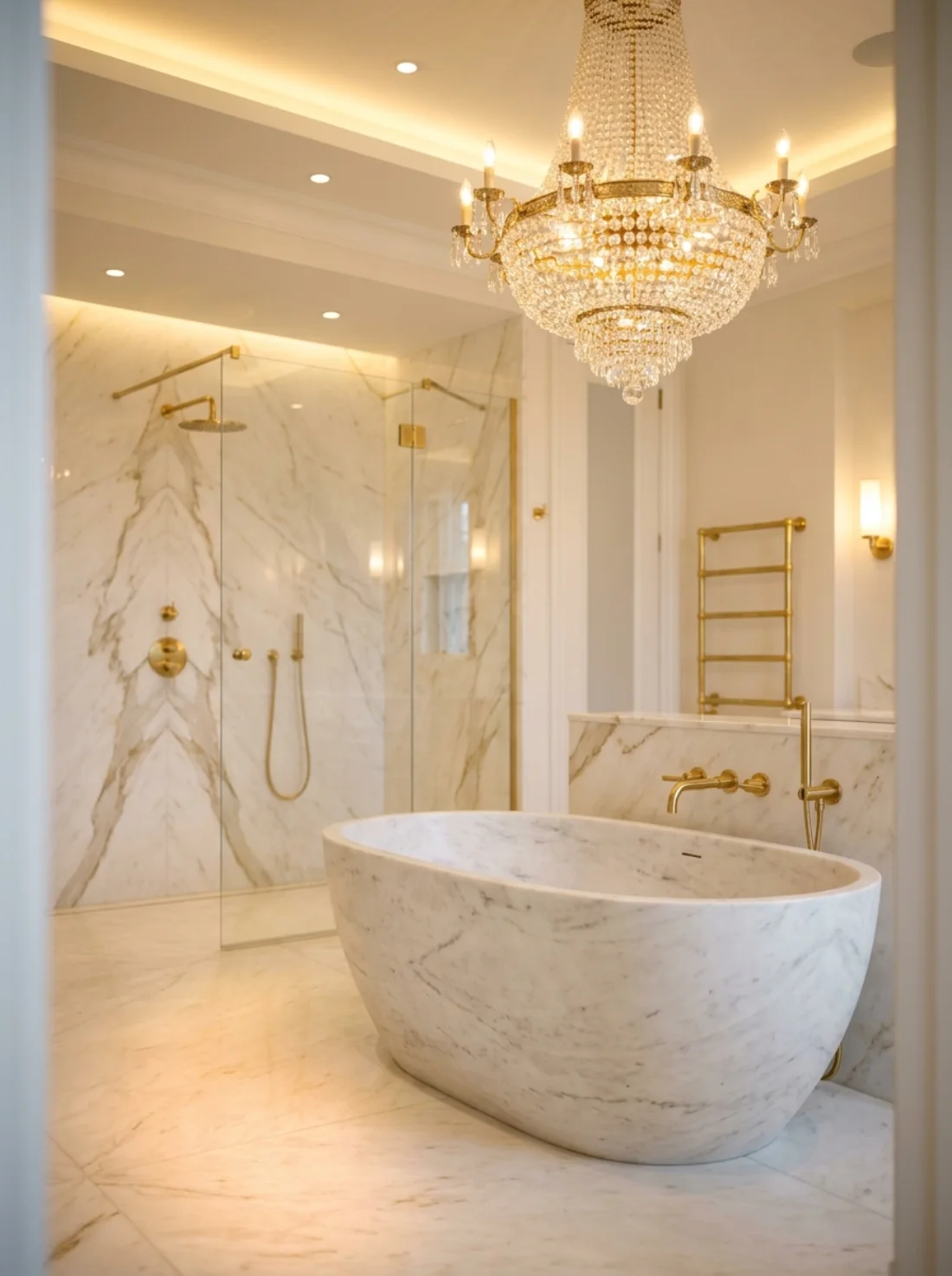 Full marble luxury spa bathroom